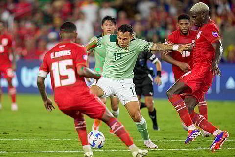 Bruno Miranda dribbles the ball to score a goal
